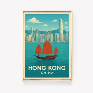 Vintage Hong Kong Travel Poster Canvas Print - Hong Kong Wall Art, Hong Kong Print, Hong Kong Poster, Hong Kong Decor, Hong Kong Gift Idea