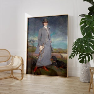 Woman With Dog Oil Painting | Victorian Wall Art | Antique Woman ...