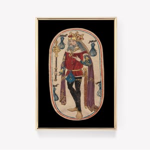 Impression de roi médiéval | carte à jouer vintage | Art antique du roi | Décoration murale imprimée | Oeuvre d'art historique