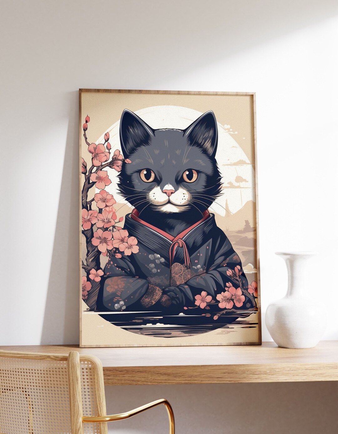 Japanese Cute Cat Poster | Animal Poster | Cute Cat Art Print | Animal ...