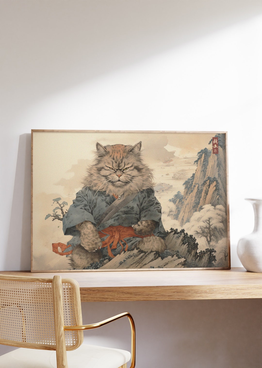 Japanese Funny Cat Art Print | Vintage Animal Wall Art | Antique ...