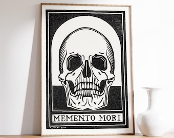 Memento Mori Poster | Skull Art Print | Vintage Print | Gothic Decor | Death Symbol | Classic Skeleton Art | Rare Print