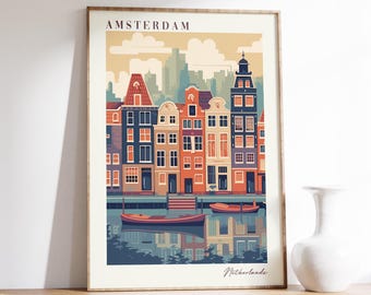 Amsterdam Travel Poster | Netherlands Travel Decor | Netherlands Artwork | Netherlands Poster | Amsterdam Print | Amsterdam Artwork