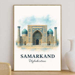Poster di viaggio di Samarcanda, arte murale dell'Uzbekistan, stampa vintage, decorazione di Samarcanda, regalo di viaggio immagine 2