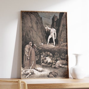 Inferno Canto 28, Bertran De Born Holding His Severed Head - Gustave Doré, 1866 | Vintage Painting | Wall Art | Dark Art Print