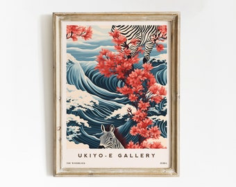Japanese Modern Print | Zebra Poster | Vintage Ukiyo-e Art | Exhibition Print | Living Room Print