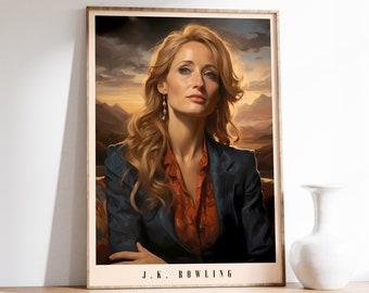 J.K. Rowling Print | Author Print | J.K. Rowling Poster | Literature Decor | Book Art Print | Home Decor