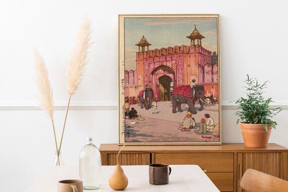 タペストリー India Hiroshi Yoshida - Ajmer Gate Jaipur (1931) From the Series India