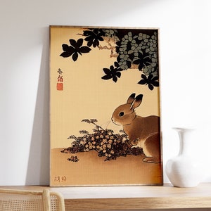 Japanese Rabbit Poster | Animal Poster | Rabbit Art Print | Animal Wall Art | Animal Art Print | Japanese Wall Art | Ukiyo-e Print