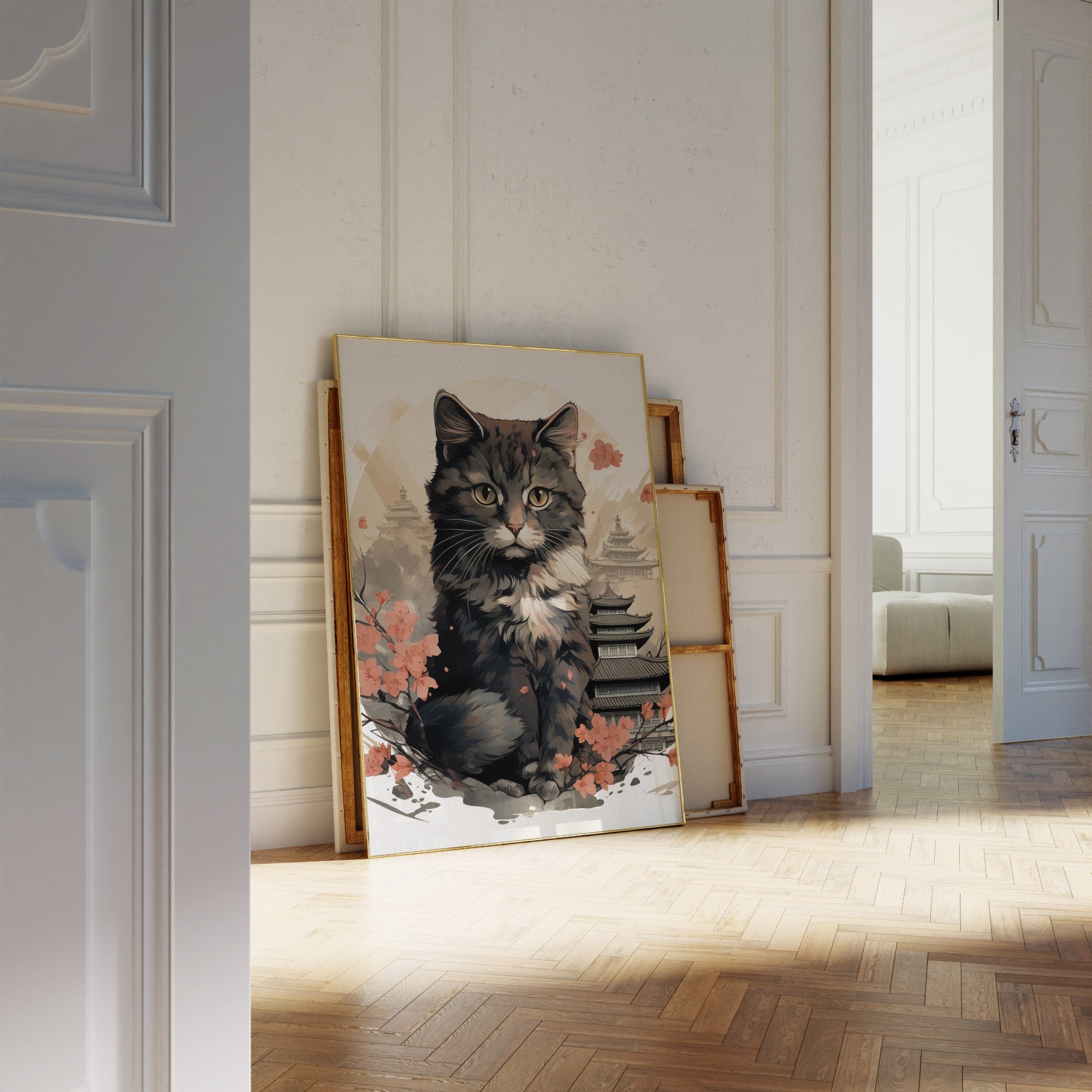 Japanese Cute Cat Poster | Animal Poster | Cute Cat Art Print | Animal ...