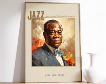 Louis Armstrong Poster | Musical Print | Jazz Poster | Jazz Portrait | Musical Decor | Jazz Art Print | Home Decor