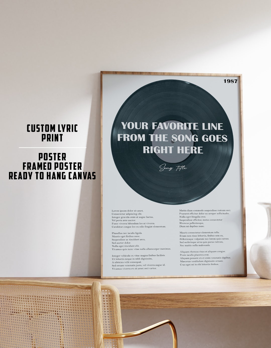 Custom Lyric Poster Vinyl Lyric Art Print Song Wall Art Etsy