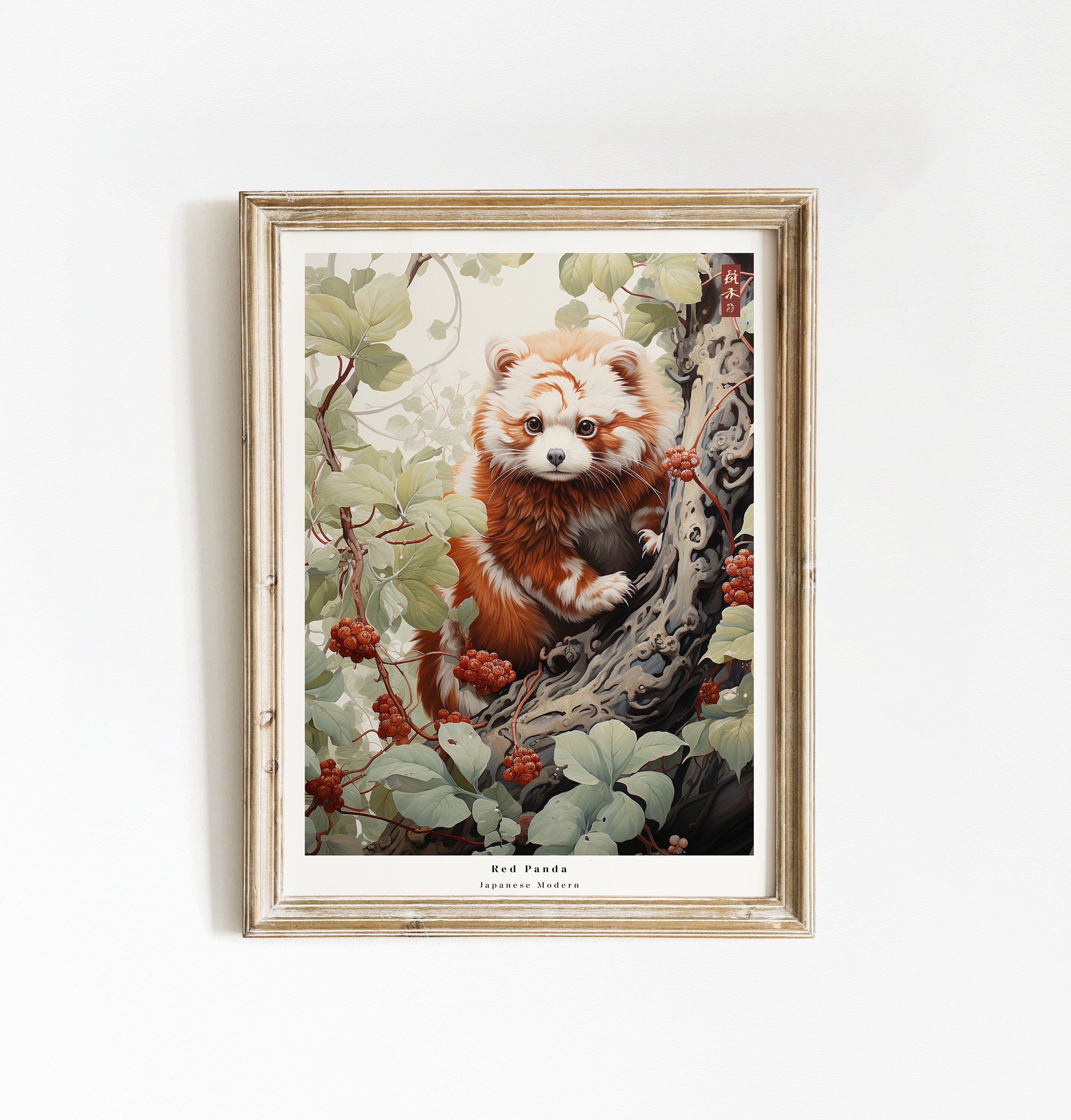 Japanese Art Print | Red Panda Print | Animal Wall Art | Traditional ...