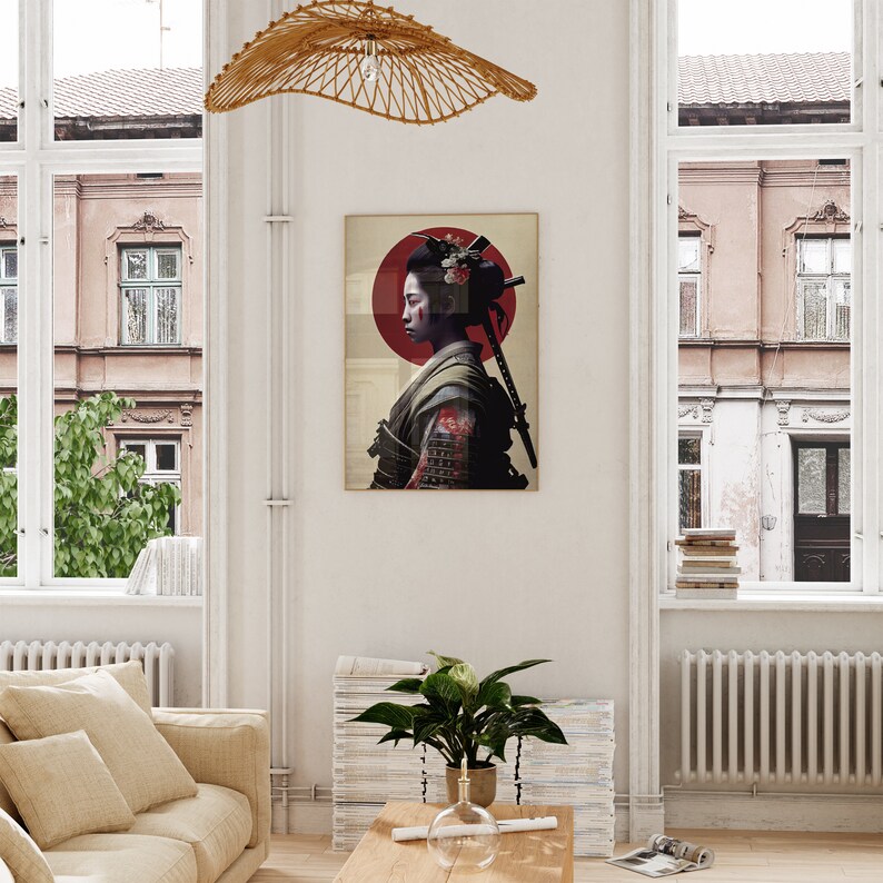 Geisha Samurai Poster | Vintage Female Warrior Print | Japanese Wall ...