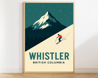 Whistler Travel Poster, British Columbia Wall Art, Vintage Print, Whistler Art, Canada Decor
