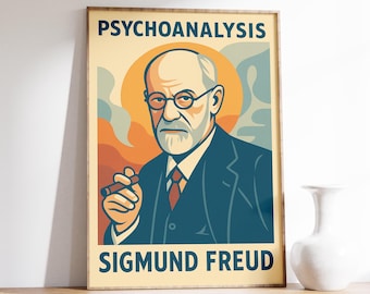 Sigmund Freud - Psychology Poster, Philosopher, Psychoanalysis, Therapy Decor, Psychiatry Gift, Psychology Gift, Intellectual Wall Decor