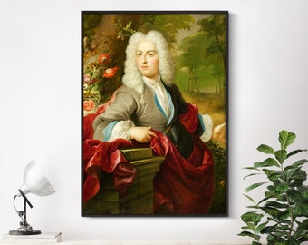 Arnold Boonen - Portrait of a Man (1720) | Vintage Portrait Decor Poster Print Wall Art Distinguished Suit | Elegant Gentleman Painting