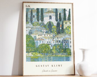 Gustav Klimt - Chiesa di Cassone / Locandina della mostra / Arte murale di Gustav Klimt / Arte murale Art Nouveau / Arredamento moderno / Arte murale per soggiorno