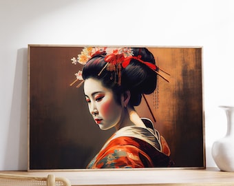 Geisha Wall Art | Japanese Poster | Geisha Art Print | Vintage Print | Japanese Decor | Oriental Decor | Asian Decor | Female Fashion Decor