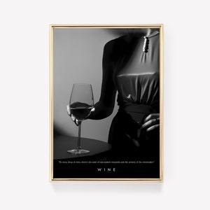 Woman Drinking Wine Print | Modern Wall Art | Bar Cart Art | Feminist Black and White Wall Art | Vintage Print | Photography Prints