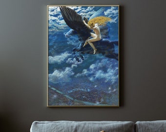 Edward Robert Hughes - Dream Idyll (a Valkyrie) (1902) - Vintage Classic Painting Canvas Poster Print Art Home Wall Decor Museum Quality