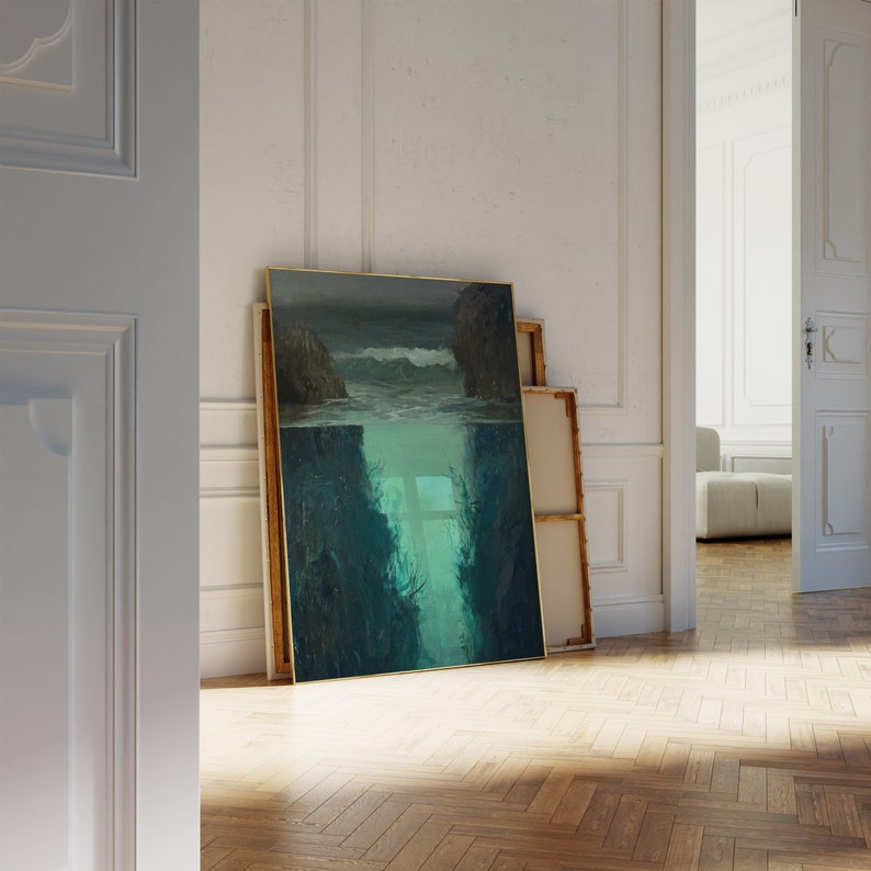 a painting on the floor of a room