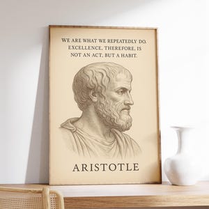 Póster de la filosofía de Aristóteles, arte mural de la antigua Grecia, impresión con cita de Aristóteles, decoración de sabiduría estoica