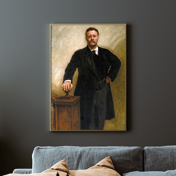 John Singer Sargent - Theodore Roosevelt (1903) - Painting Photo Poster Print Art Gift Museum - Presidential Portrait President USA - 18x24