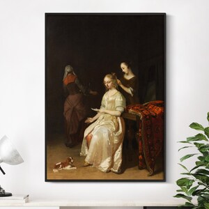 Jacob Ochtervelt - Der Liebesbrief (1670) | Frau Portrait Wand Kunst Geschenk Poster Print Landschaft Antike Vintage Wohnkultur Gemälde