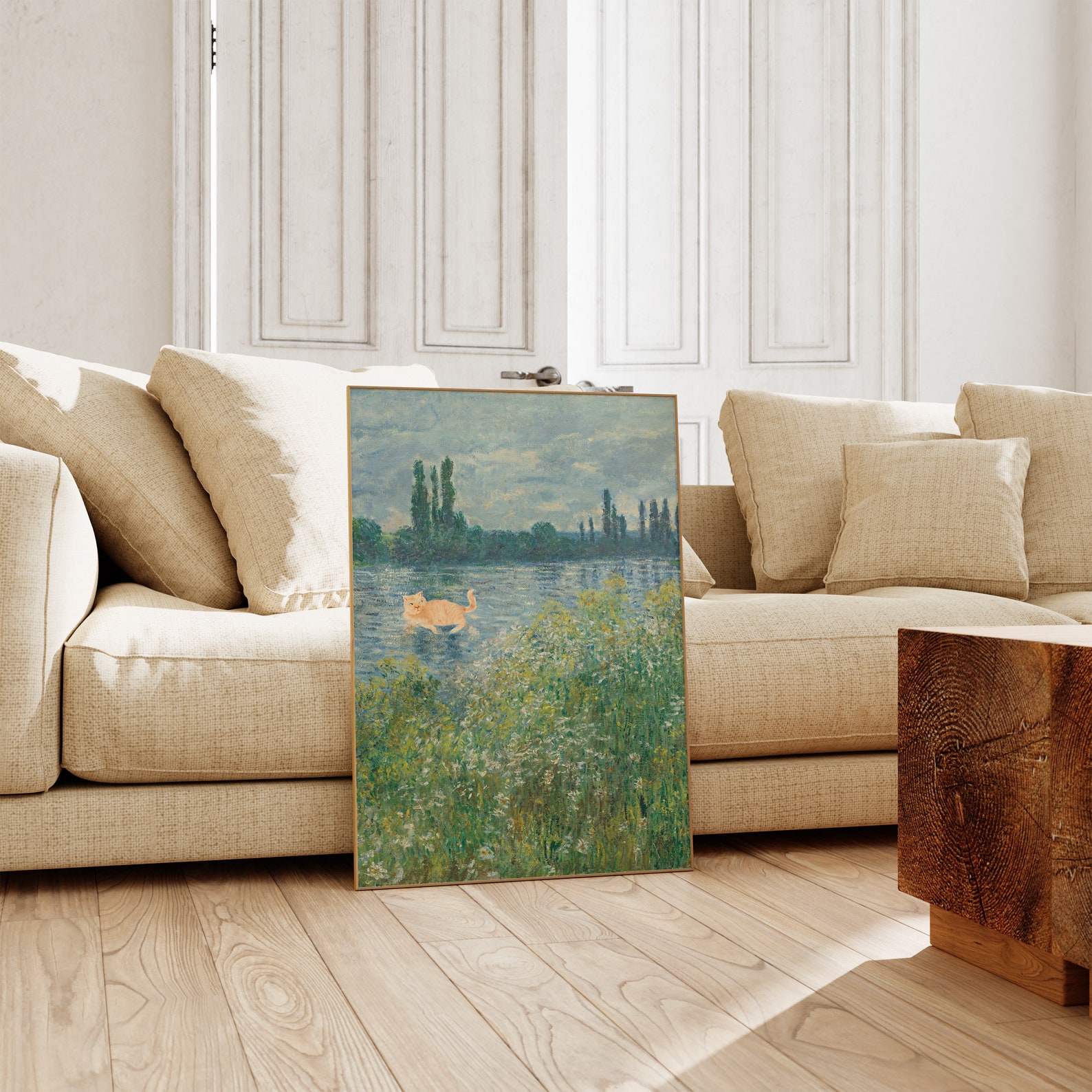 Claude Monet Cat Print | Banks of the Seine Cat Print | Cute Cat Art ...