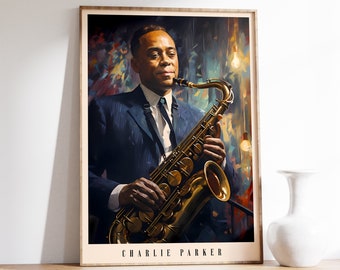 Charlie Parker Poster | Musikalischer Druck | Poster | Jazz Porträt | Musik Dekor | .Jaspis Art Print | Wohndekor