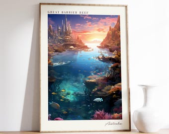 Great Barrier Reef Travel Poster | Australia Travel Decor | Australia Poster | Great Barrier Reef Print | Travel Print