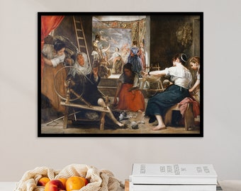 Diego Velazquez - The Spinners or Las Hilanderas (1657) | Vintage Woman Portrait Painting | Wall Art Women Living Room Decor Poster Print