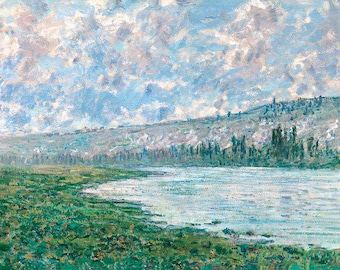 Monet Seine Vétheuil / Arte impresionista / Grabado de Claude Monet / Pintura vintage / Paisaje escénico