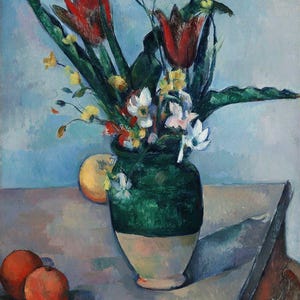 Stillleben Kunst | Blumenglas Drucken | Paul Cézanne | Einmachglas aus Olivenholz Vintage Gemälde | Klassische Kunst