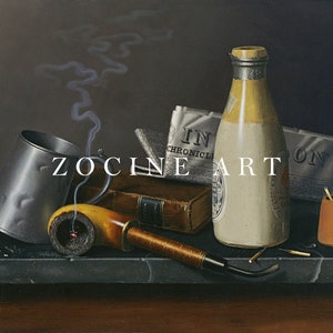 William Michael Harnett - Materials for a Leisure Hour (1879) - Still Life - Vintage Oil Painting - Vintage Poster Print Art Home Wall Decor