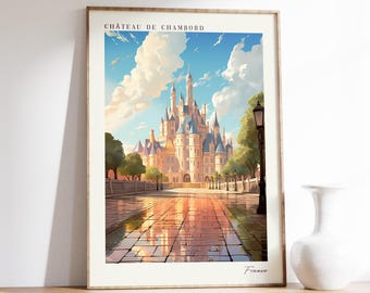 Château de Chambord Travel Poster | France Travel Decor | France Poster | Château de Chambord Print | Travel Print