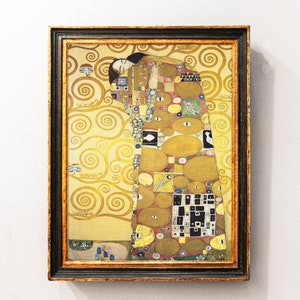 Gustav Klimt - Die Umarmung (1907) - Reproduktion eines klassischen Gemäldes - Foto Poster Druck Kunst Geschenk - Umarmung Verführung Liebe Lust Romantik Gold