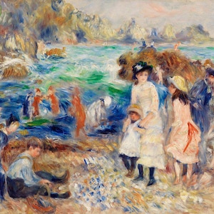 Renoir Art | Children On The Beach | Beach Scene Print | Vintage Painting | Impressionist Print