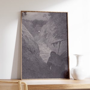Theodor Kittelsen - Die Pest kommt (1896) | Dunkle Skizze Kunst | Gothic Skizze Wandkunst | Zeichnung Poster | Vintage Malerei Druck Leinwand