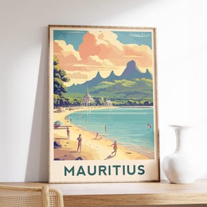 Mauritius Travel Print | Indian Ocean Travel Poster | Indian Ocean Gift | Indian Ocean Poster | Mauritius Poster | Vintage Travel Print