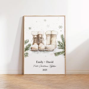 Cartaz do Primeiro Natal Juntos | Impressão Personalizada de Casal | Lembrança de Amor Personalizada | Arte de Parede de Natal 2025