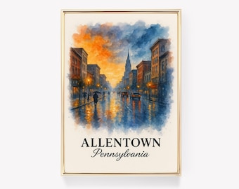 Allentown Pennsylvania Travel Poster, Allentown Wall Art, Canvas Print, PA Vintage Decor, Pennsylvania Gift