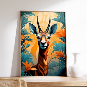 Okapi Print | Okapi Poster | Vintage Animal Art | Wild Life Wall Decor | Modern Wall Art | Living Room Print