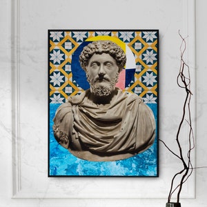 Mark Aurel Original Kunstdruck - Abstrakter Poster Druck Geschenk Wandkunst - Skulptur Philosophie Stoizismus Stoiker - Römischer Kaiser, Antikes Rom
