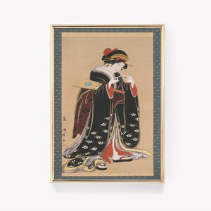 Courtesan Holding Pipe | Vintage Painting | Antique Japanese Print | Ukiyo-e Art | Japanese Courtesan | Geisha Print