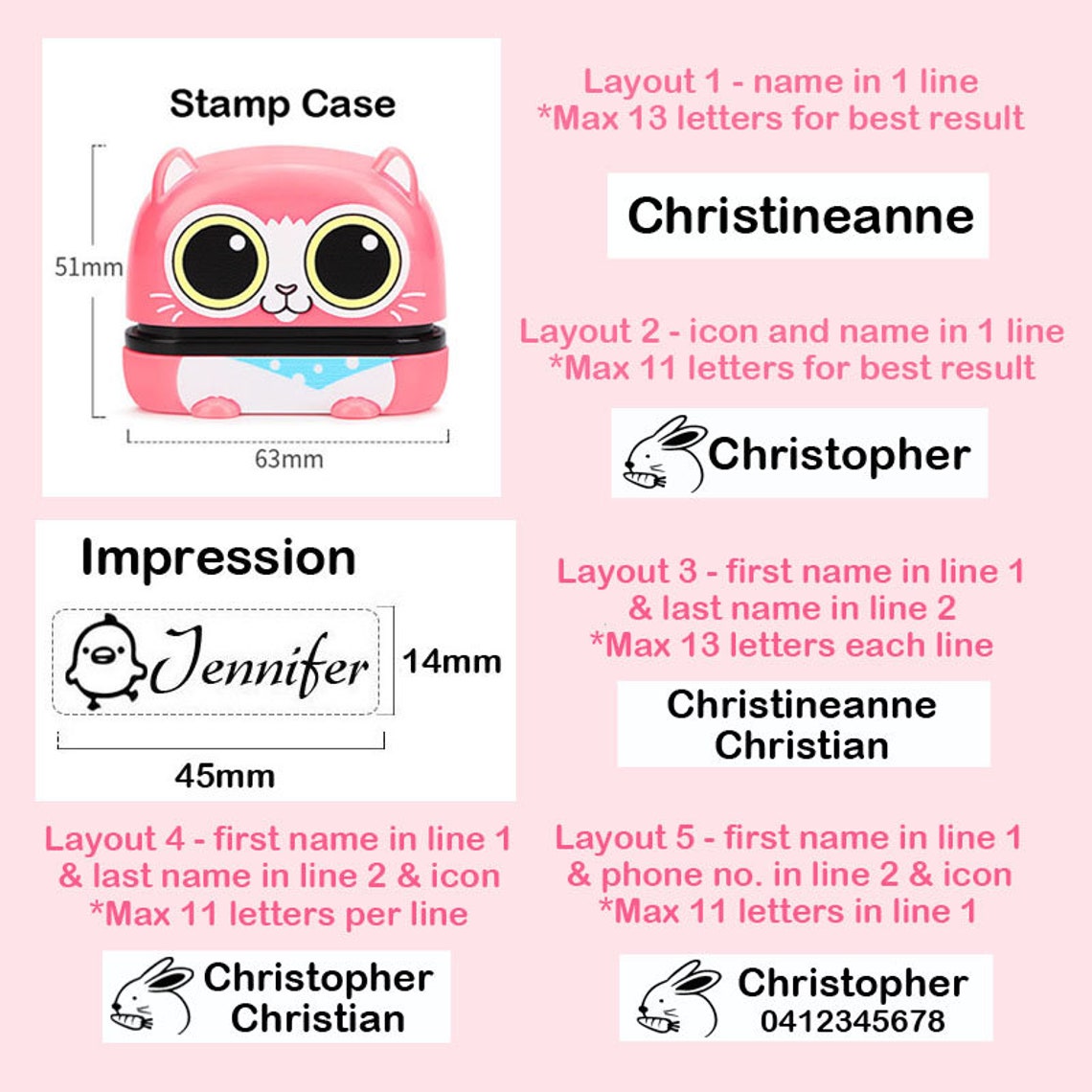 Personalised Kids Clothing Label Stamps Fabric Name Stamp Etsy