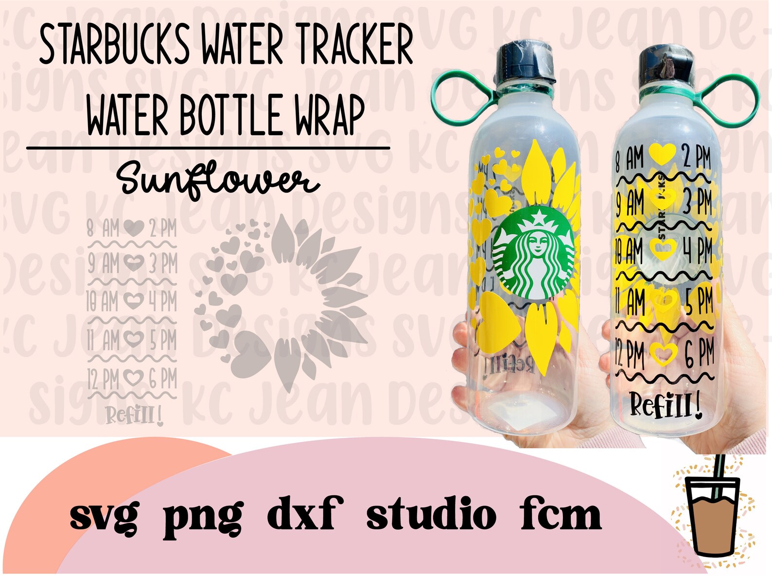 Sunflower Water Tracker Water Bottle Starbucks Wrap SVG ...