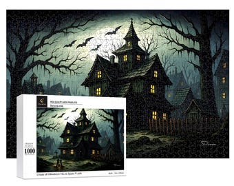 Spooky Ghost Jigsaw Puzzle 500 Piece - Whimsigoth Haunted Manor | Ghosts of Willowbrook - Durazza