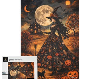 Witch Halloween Jigsaw Puzzle: Autumn Scene, 500/1000 Pieces | Spooky Yet Sweet - Durazza